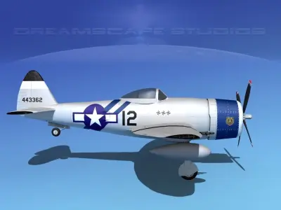 Republic P-47D Thunderbolt V16 3D model