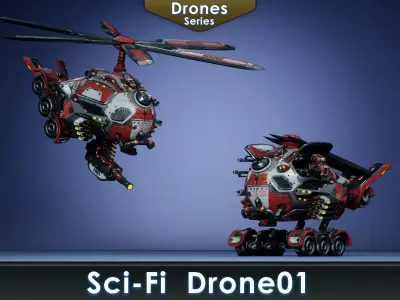 Sci-Fi Drone 01 Low-poly 3D model