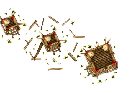 Handpaint Cartoon Wooden Building Bastion model Low-poly 3D model