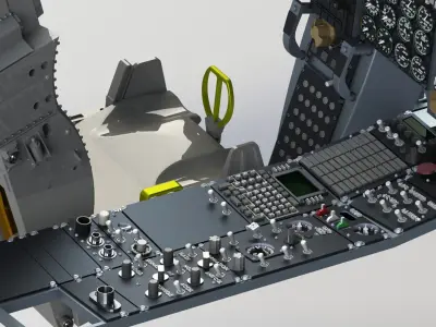 Fairchild A-10 Thunderbolt II complete cockpit 3D print model