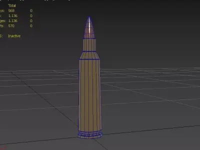 22-250-Remington Ammo Low-poly 3D model