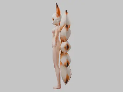 Sexy Busty Kitsune Low-poly 3D model