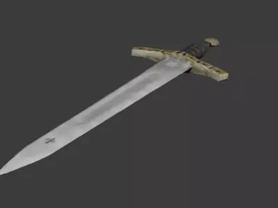 Medieval Templar Sword AAA Short Battle Sword Low-poly 3D model Low-poly 3D model