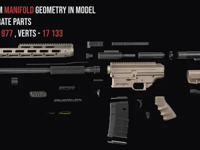 modular sniper rifle Remington R11 RSASS Low-poly 3D model