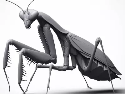 Realistic Praying Mantis 3D Detailed Insect Green Exoskeleton Low-poly 3D model