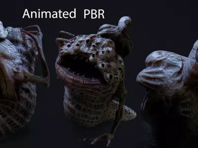 THe leach Horror monster Animated  Low-poly 3D model