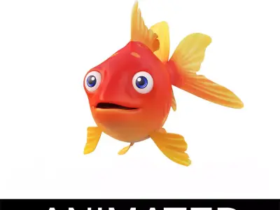 Common Gold Fish Cartoon Animated Low-poly 3D model