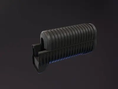 AKS 74U Ribbed Polymer Handguard Low-poly 3D model