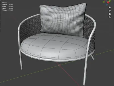 a chair made of woven bamboo 3D model
