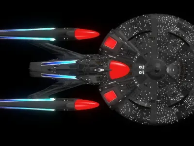 Starship USS Resonance Low Poly Variant 1 Low-poly 3D model