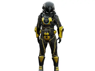 CYBER ASTRONAUT-B Rigged for Unreal Engine - Unity - MIXAMO  3D model