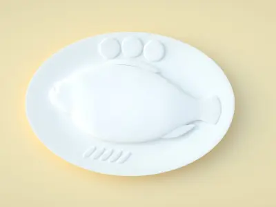 Braised fish  Braised red chang fish dishes C4D model Low-poly 3D model