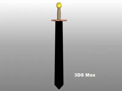 golden long sword  3D model