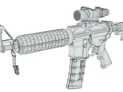 AR15 Style Rifle Low-poly 3D model
