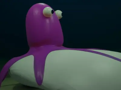 Cartoon-Style Low-Poly Octopus - Charming and Colorful Low-poly 3D model