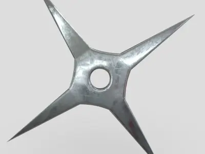 Shuriken 4 metal star Low-poly 3D model