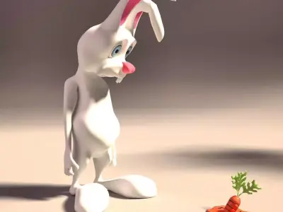 Rabbit Cartoon funny character  3D model