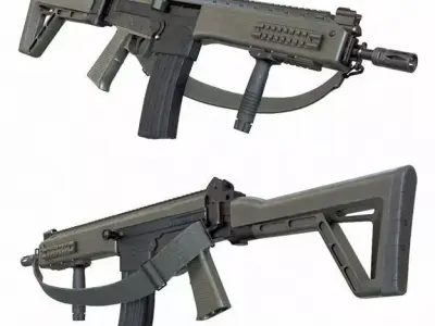 IA2 Assault Rifle with foregrip and rifle sling Low-poly 3D model