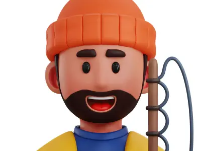 Fisherman Player Avatar 3D Icon Low-poly 3D model