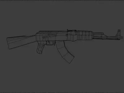 Ak-47 ak - rifle Low-poly 3D model 6
