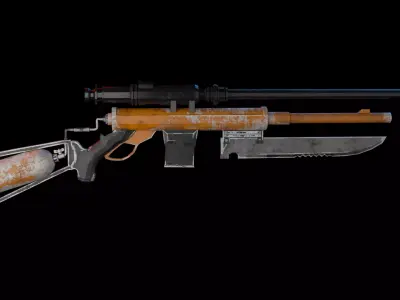 Vintage Military Rifle Realistic 3D Model Low-poly 3D model