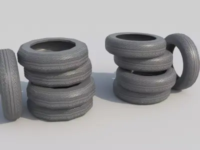 Tires in two variations of Polygons PBR Game-ready Low-poly 3D Low-poly 3D model