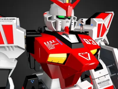 Gundam RX Low-poly 3D model