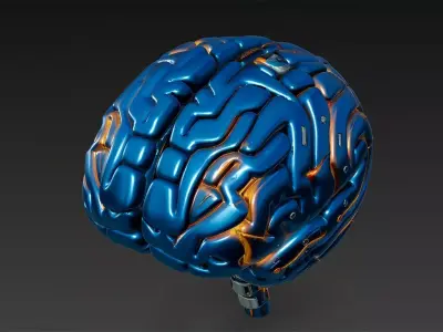 Blue Cyberpunk Brain Lowpoly Highpoly Bundle Low-poly 3D model