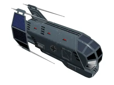 Spaceship Patriot Type 2 Blue Low-poly 3D model