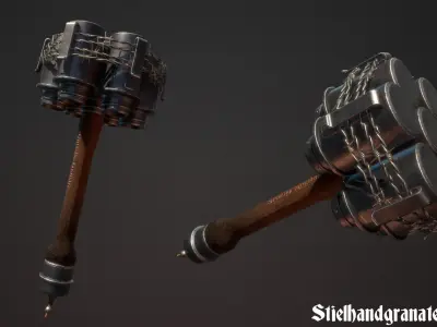 Stielhandgranate bundle Low-poly 3D model