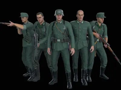 German soldier World war 2 Low-poly 3D model