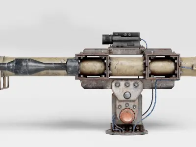 super double-barrel rocketlauncher turret da1 Low-poly 3D model