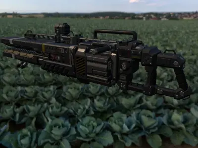 Scifi Plasma Rail Gun Low-poly 3D model