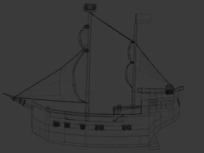 Lowpoly Pirate Ship Low-poly 3D model