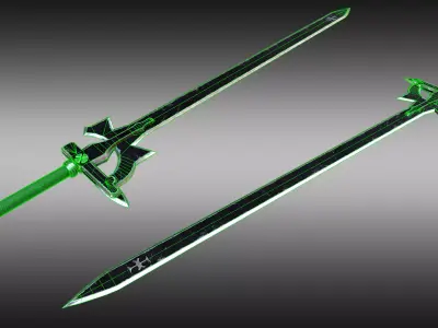 Sword Art Online Kirito Elucidator Sword Game Ready Low-poly 3D model
