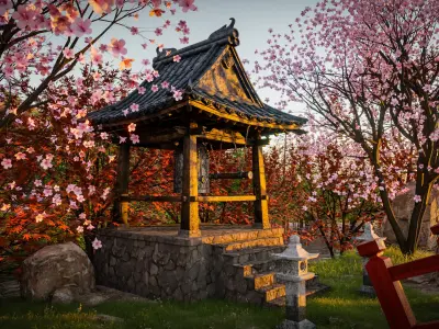 JAPANESE BELL Bonsho tsurigane Low-poly 3D model