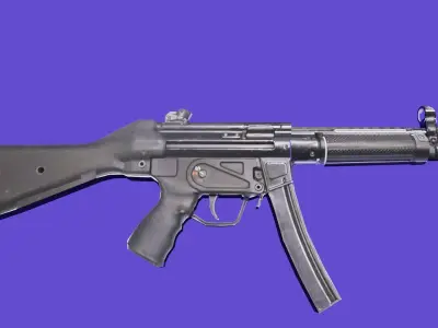 automatic machine gun ready Low-poly 3D model