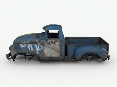 Damaged Rusted Cars - Junkyard Part 3 Low-poly 3D model