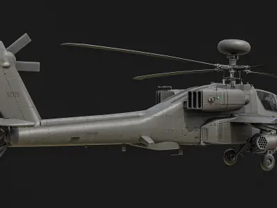 AH-64D Apache Helicopter Low-poly 3D model