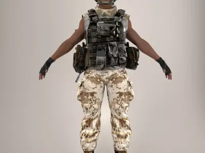 Soldier Black Full Nor Rigged 3D model