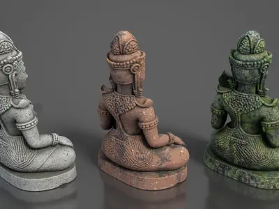 Ancient Khmer Statue13-250523 Low-poly 3D model