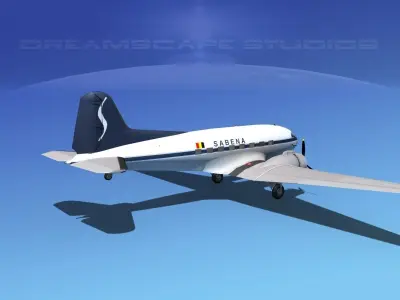 Douglas DC-3 Sabena 3D model