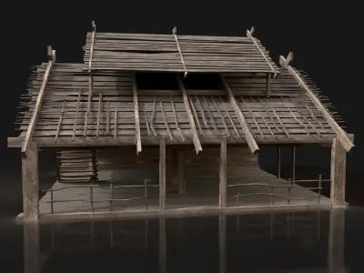 Forge Smithy Workshop Blacksmith Norseman Village Next Gen AAA Free low-poly 3D model