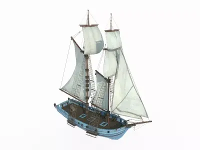 Ancient medium sized sailboats 3D model