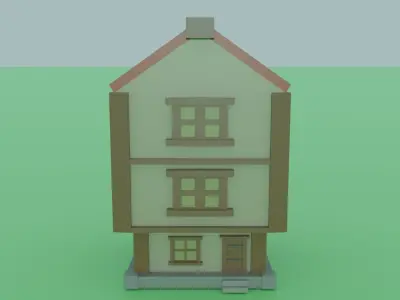 Medieval Cartoon Style Low Poly Game Ready House Set Low-poly 3D model
