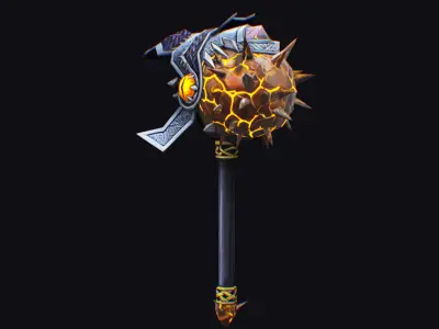 Hammer Morgenstern Metal Sledgehammer Breaker Mallet Maul Mace Low-poly 3D model