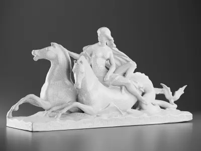Woman with horses Sculpture 3D model