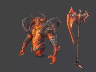 Volcanic Lava Monster Low-poly 3D model