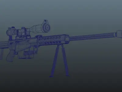 Animated Barrett Rifle Free 3D model