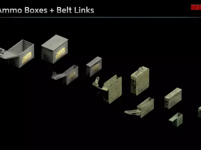 Ammo Boxes Belt Links Low-poly 3D model